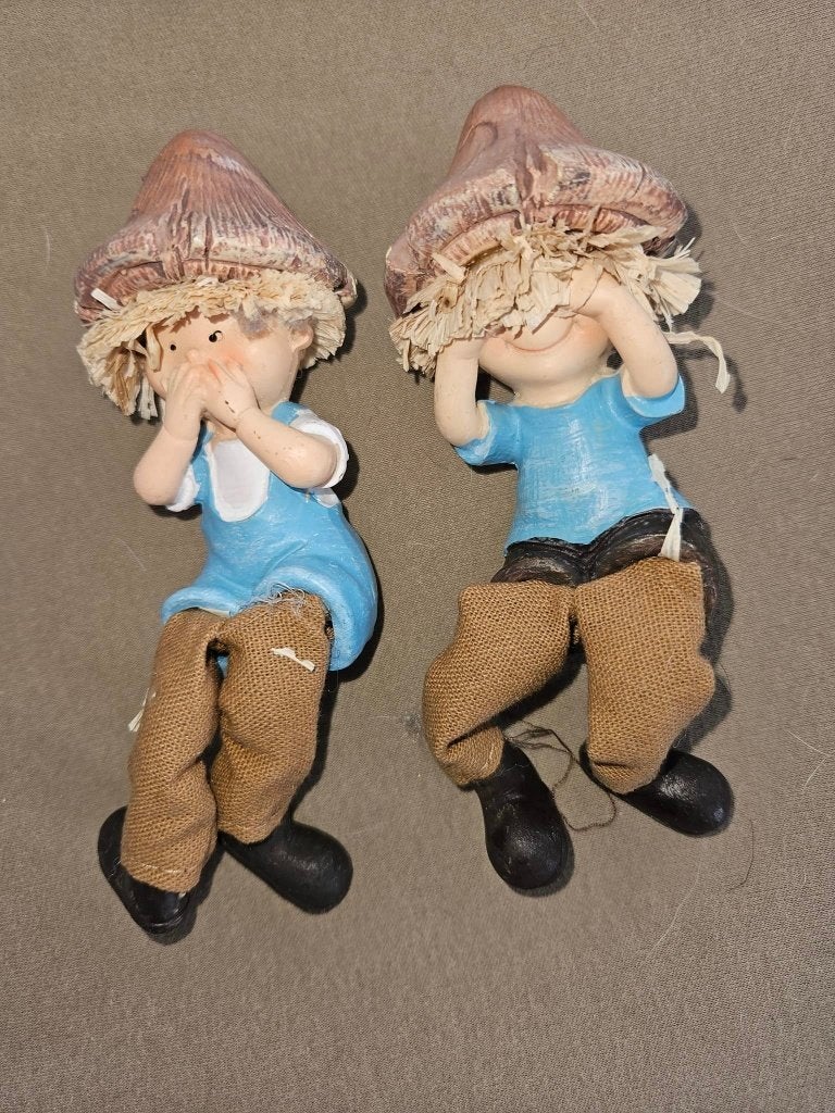 Set van 4 kabouter/elfjes beeldjes - decoratie, Verzamelen, Beelden en Beeldjes, Ophalen of Verzenden, Zo goed als nieuw, Fantasy