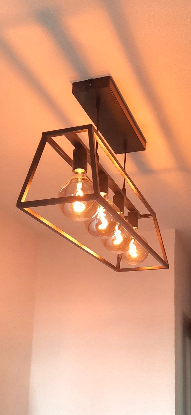 Industriële Plafondlamp, Industrieel, Modern, Zo goed als nieuw, Metaal, E27 (groot)