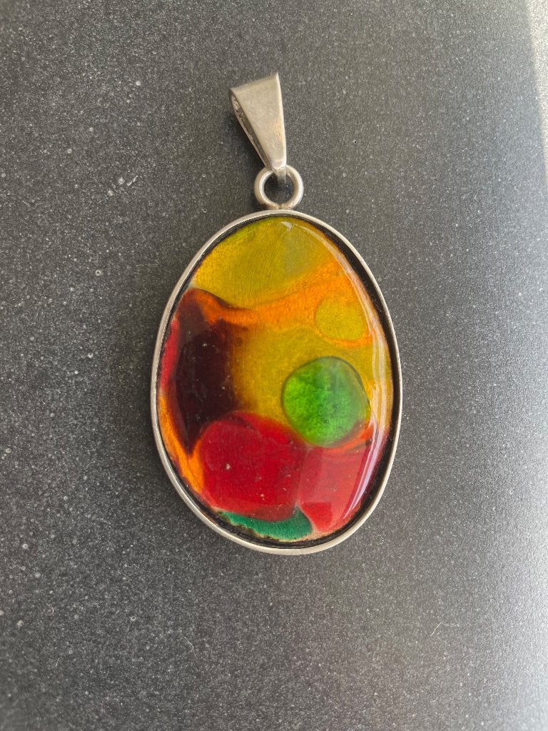 Dichroic handgemaakte glazen zilveren hanger, Ophalen, Gebruikt, Overige voorstellingen, Zilver