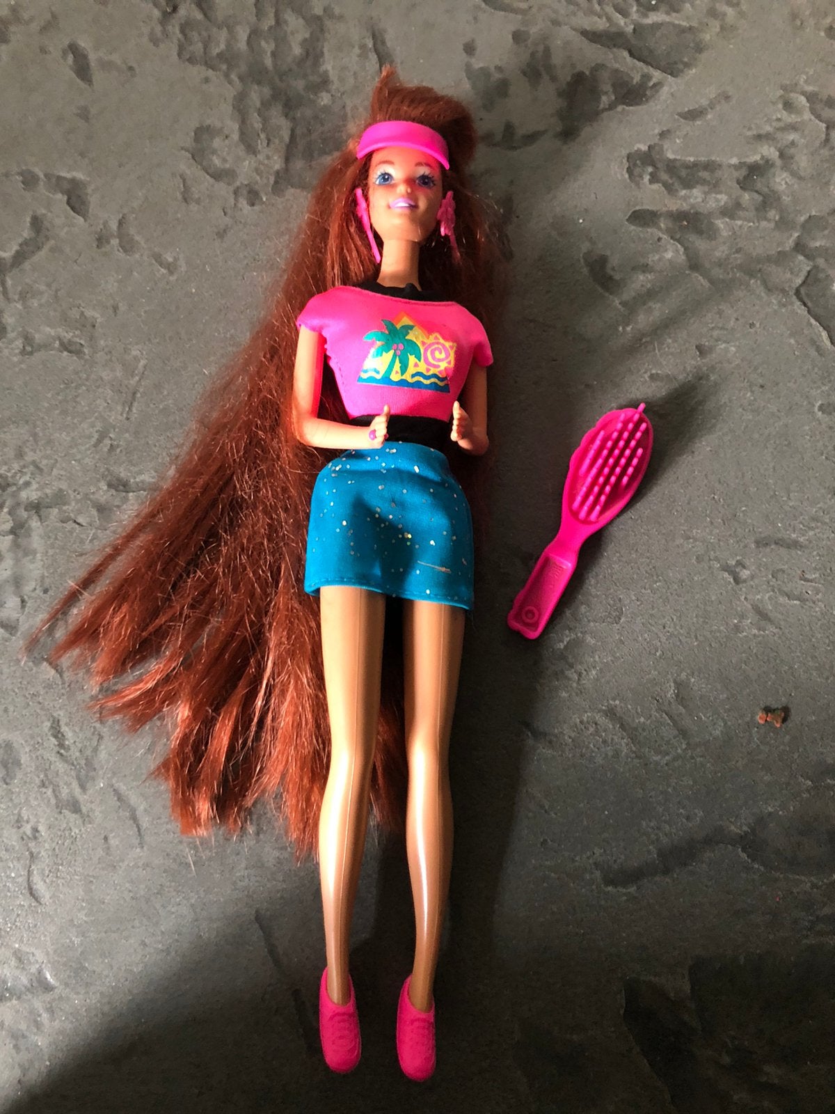 Barbie red head glitter hair mattel  90 er jaren., Ophalen, Zo goed als nieuw, Fashion Doll