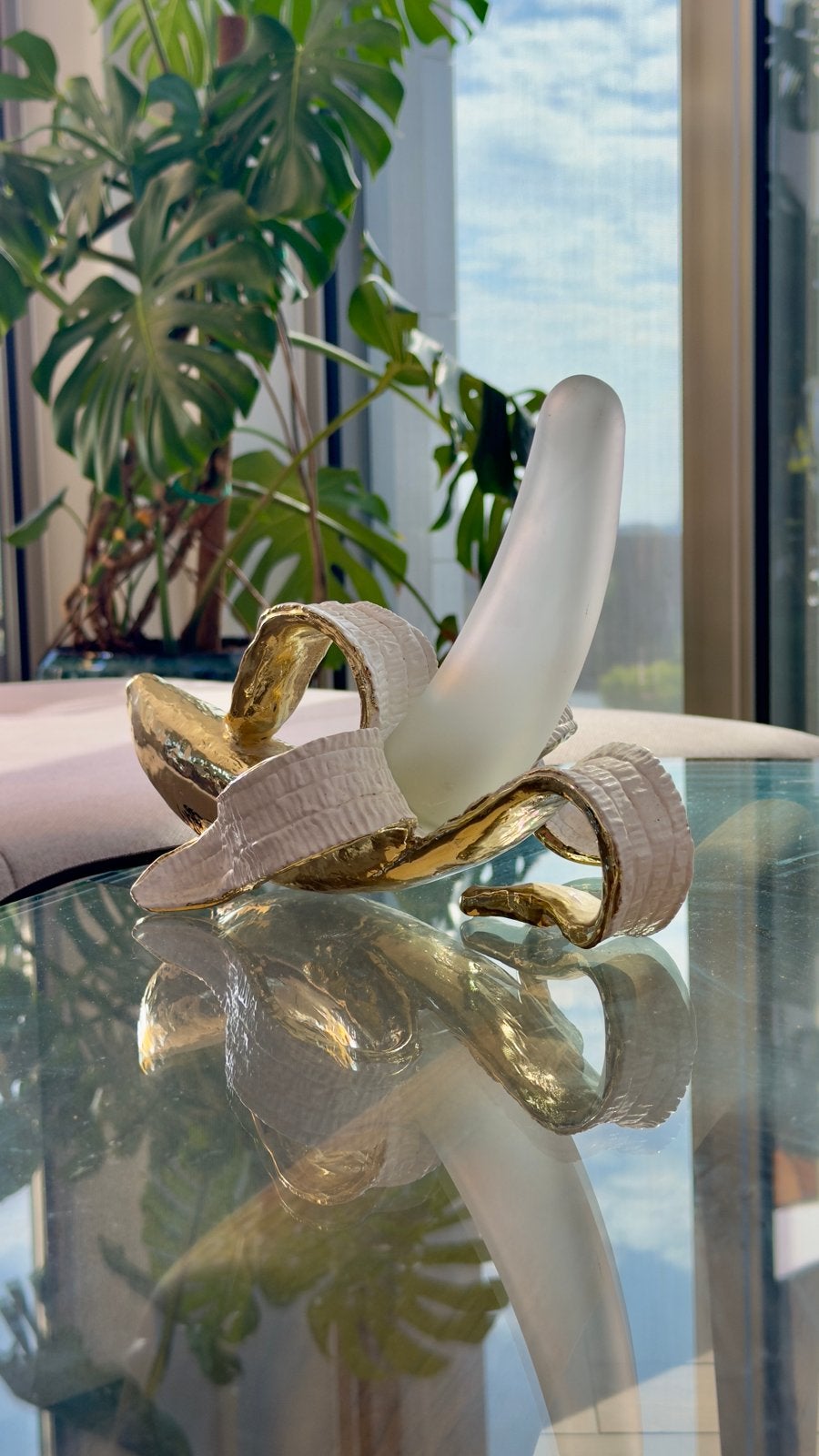 Banaan LedLamp dimbaar., Dimbaar, Goud, Ophalen of Verzenden, Sfeerlamp