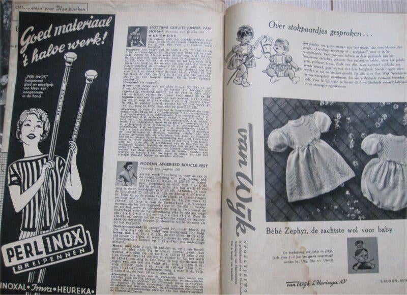 Handwerken - twee bladen uit de jaren '50, Ophalen of Verzenden