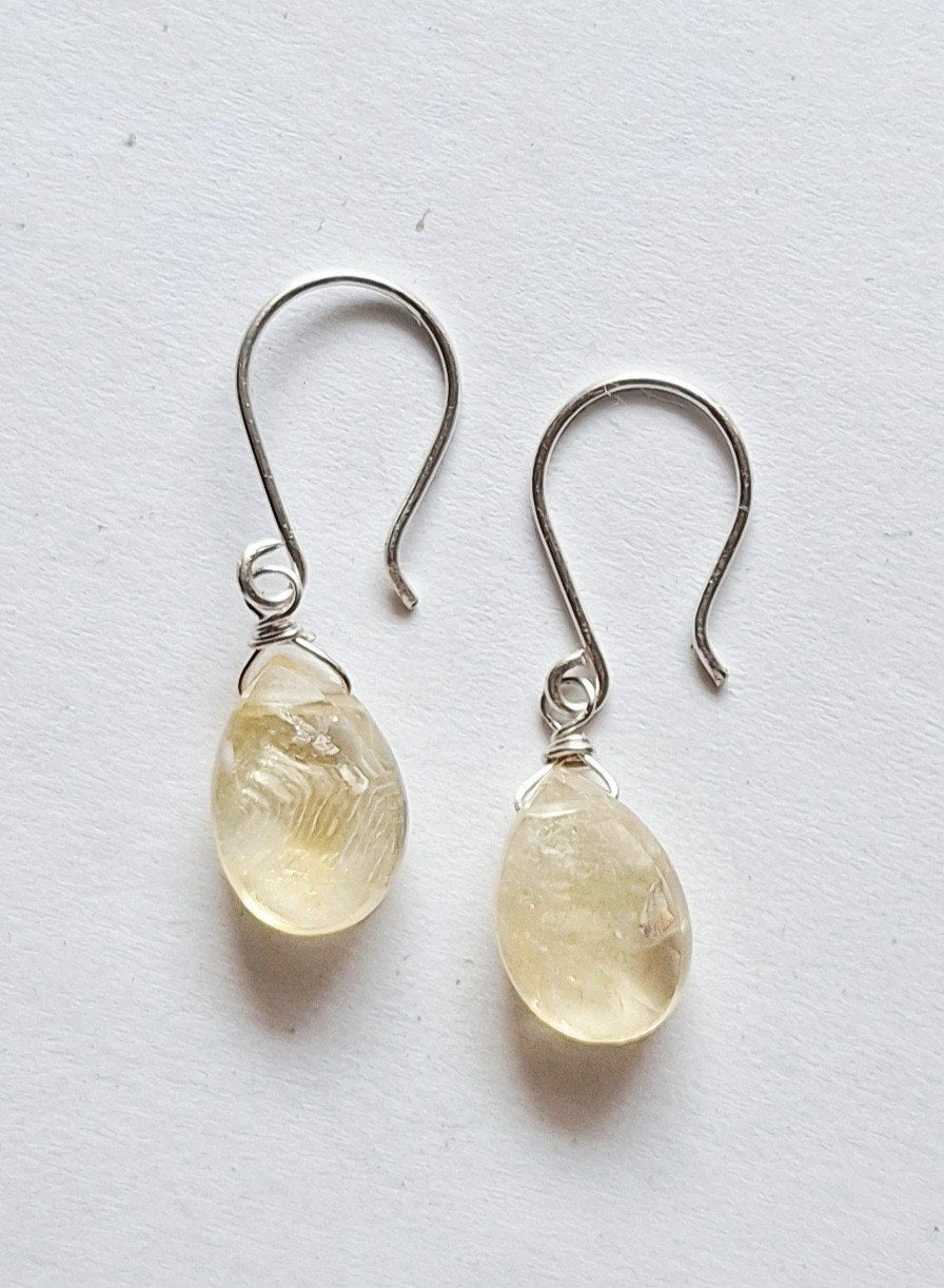 handgemaakte oorbellen echt zilver en citrien, Sieraden, Tassen en Uiterlijk, Oorbellen, Hangers, Verzenden, Geel, Nieuw