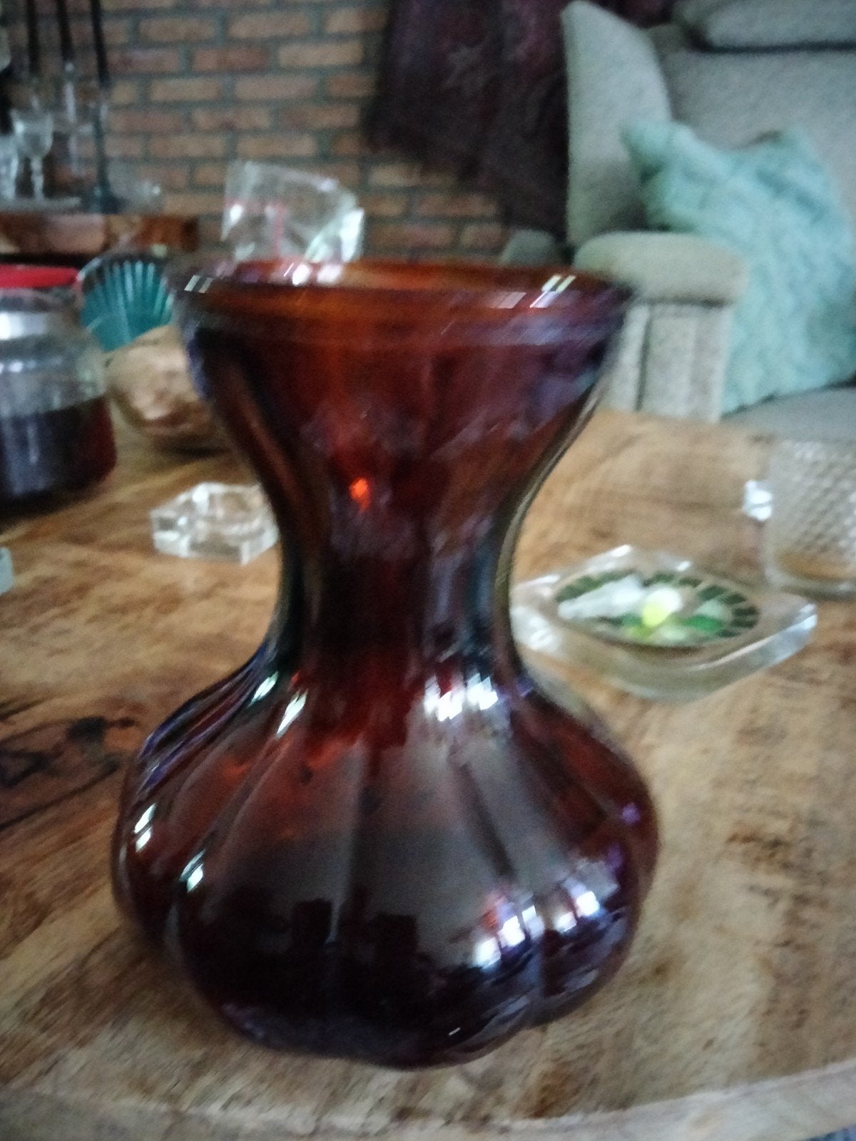 Antieke Duitse kleine vaas van dik glas, Ophalen of Verzenden