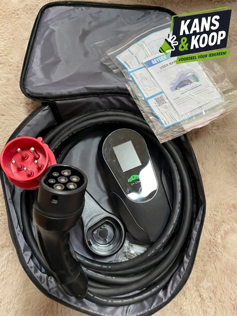 NIEUW AFYEEV Mobiele EV Lader Type 2 11kW 16A 3-Fase CEE Tas, Ophalen of Verzenden, Gebruikt