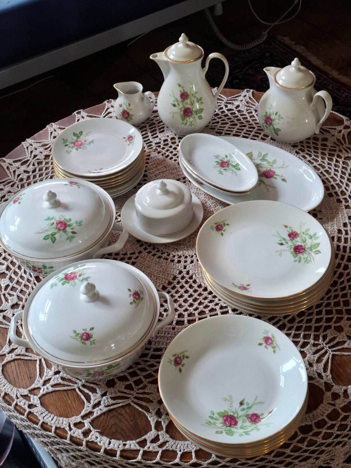 Vintage Bohemia Servies - Rozen Decor & Gouden Rand, Ophalen, Gebruikt