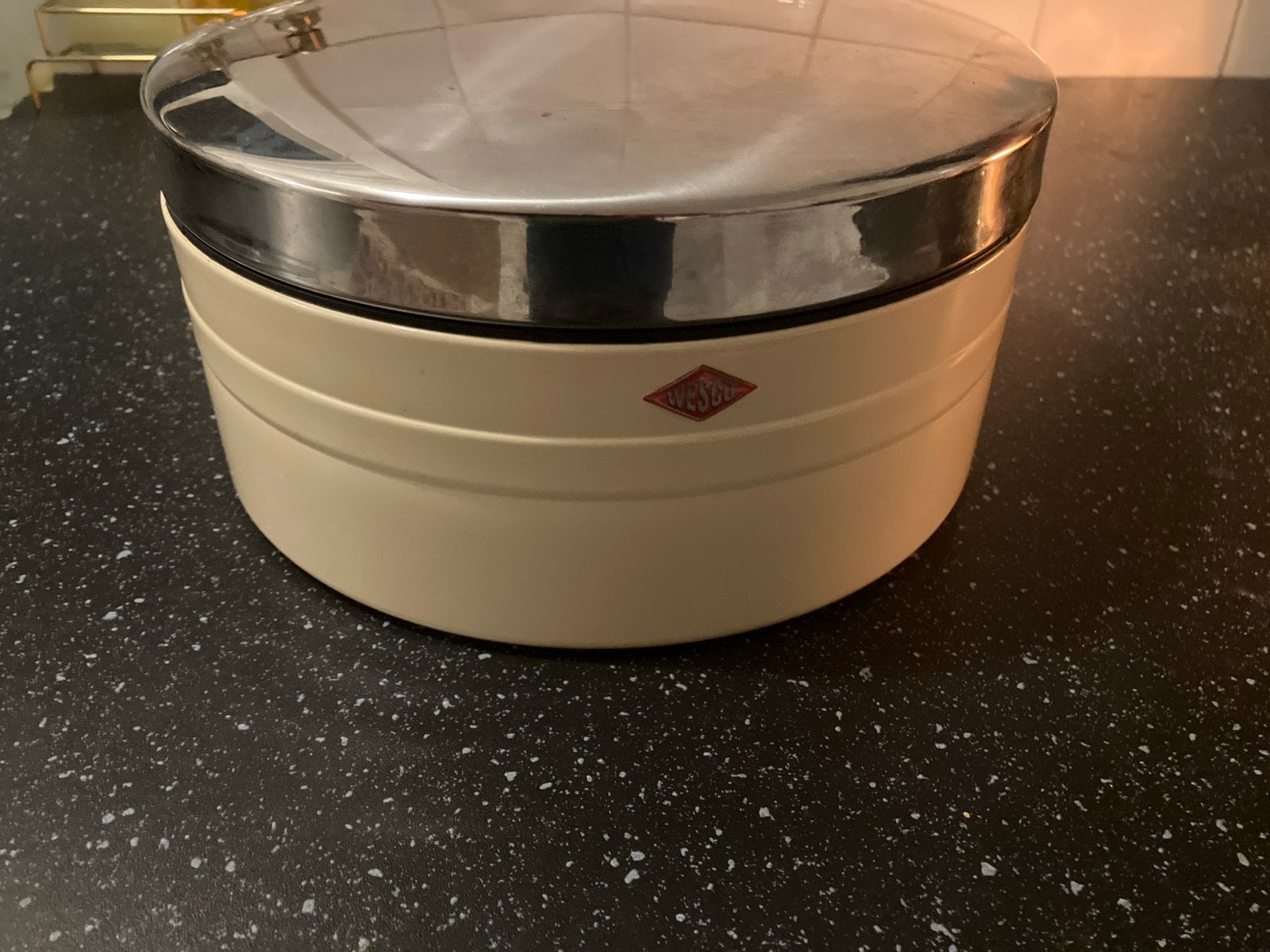 Wesco Koektrommel Crème met RVS Deksel, Beige, Ophalen of Verzenden, Metaal, Overige merken