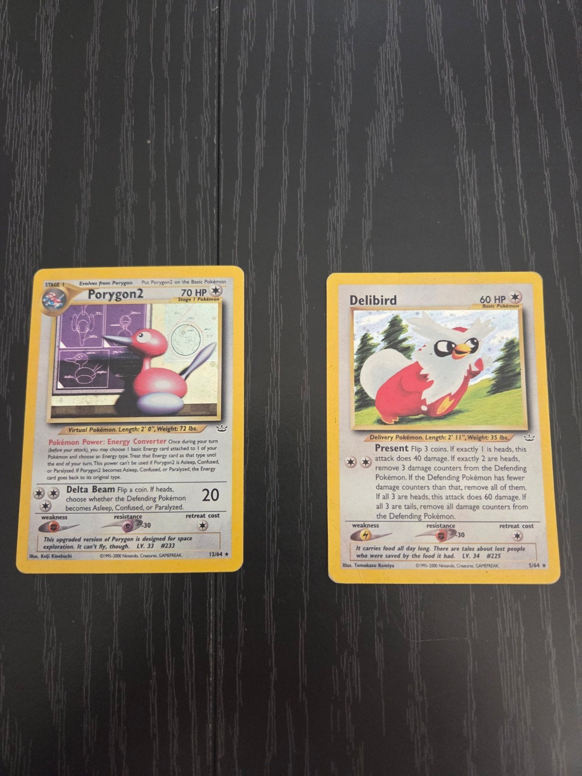 Pokémon kaarten: Porygon2 en Delibird vintage, Ophalen, Gebruikt, Meerdere kaarten