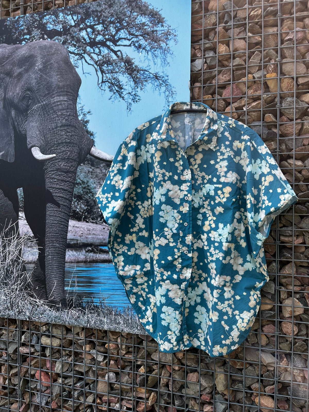 Marc O'Polo Gebloemde Blouse Maat 44, Kleding | Dames, Ophalen of Verzenden, Zo goed als nieuw, Maat 42/44 (L), Blauw