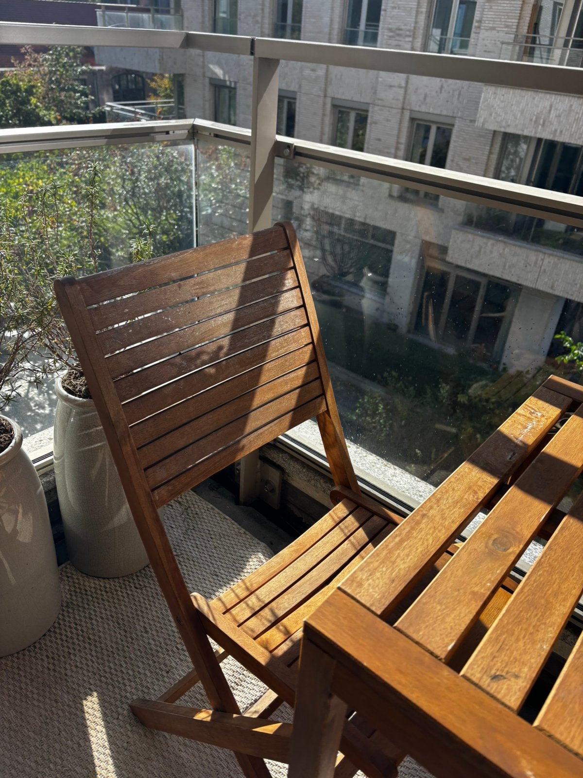 3 stuks Hartman inklapbare FSC houten tuinstoelen, Tuin en Terras, Ophalen, Zo goed als nieuw, Kunststof