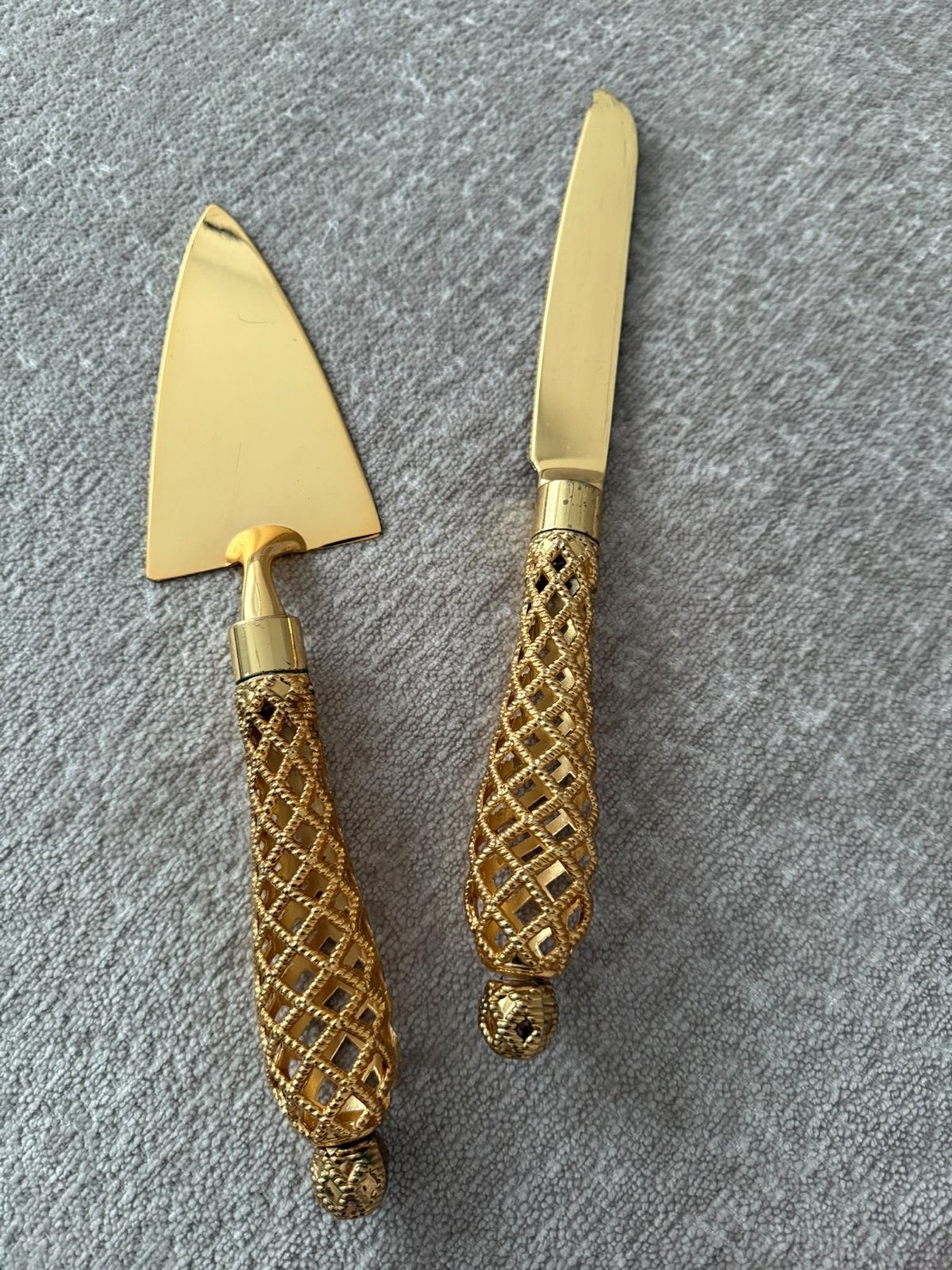 Luxe Gouden Taartschep en Taartmes Set, Overige materialen, Los bestek, Ophalen of Verzenden, Zo goed als nieuw