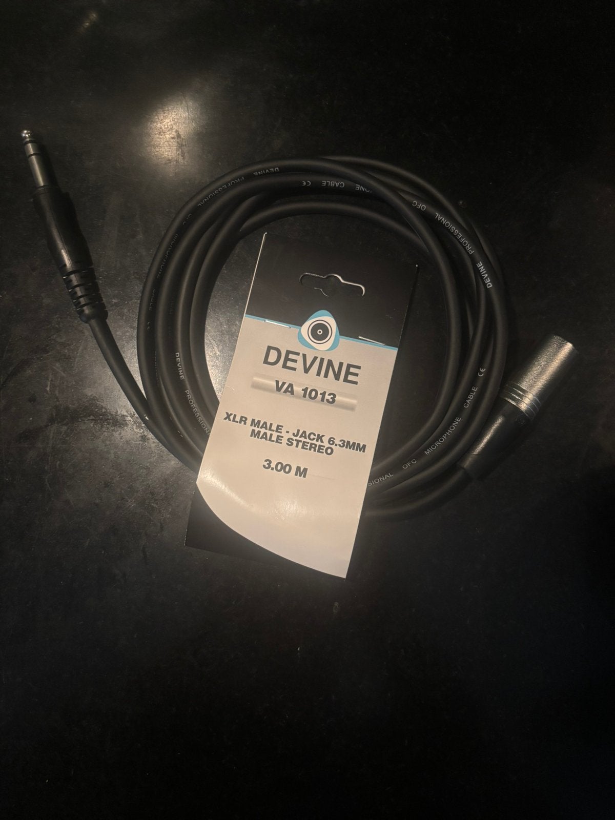 NIEUW Devine VA1030 XLR male - jack 6.3mm male stereo 3m, Audio, Tv en Foto, Audiokabels en Televisiekabels, Ophalen of Verzenden