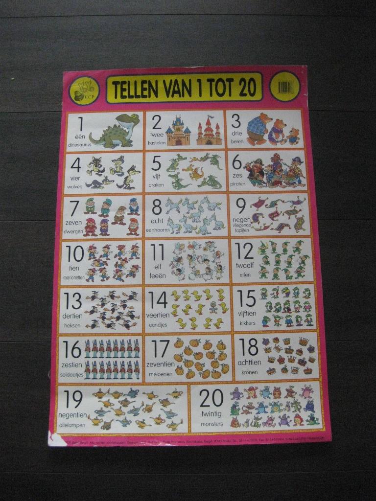poster Tellen van 1 tot 20, Kinderen en Baby's, Ophalen of Verzenden, Gebruikt, Rekenen