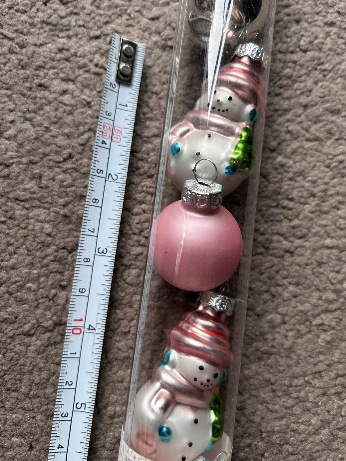 Kerstballen kerstman glas mini roze, Ophalen of Verzenden