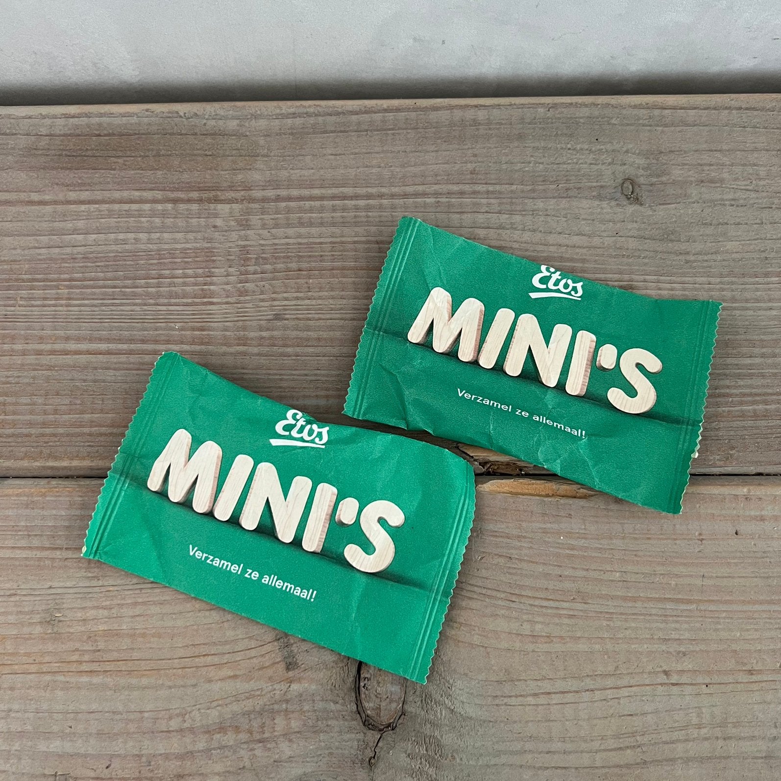 Etos houten mini’s 2 ongeopende zakjes hout, Verzamelen, Albert Heijn, Ophalen of Verzenden