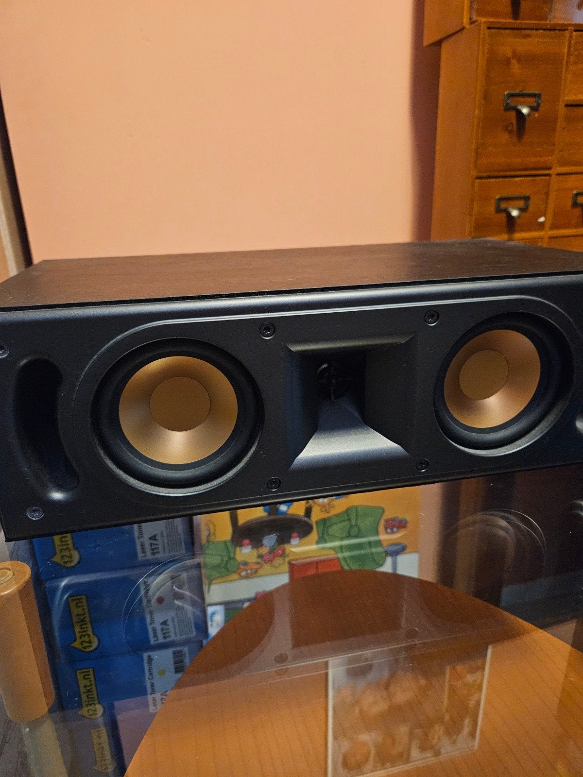 Klipsch RC-10 Zwarte Center Speaker - Max 75 Watt, Overige merken, Ophalen of Verzenden, Zo goed als nieuw, Geschikt voor surround/home cinema