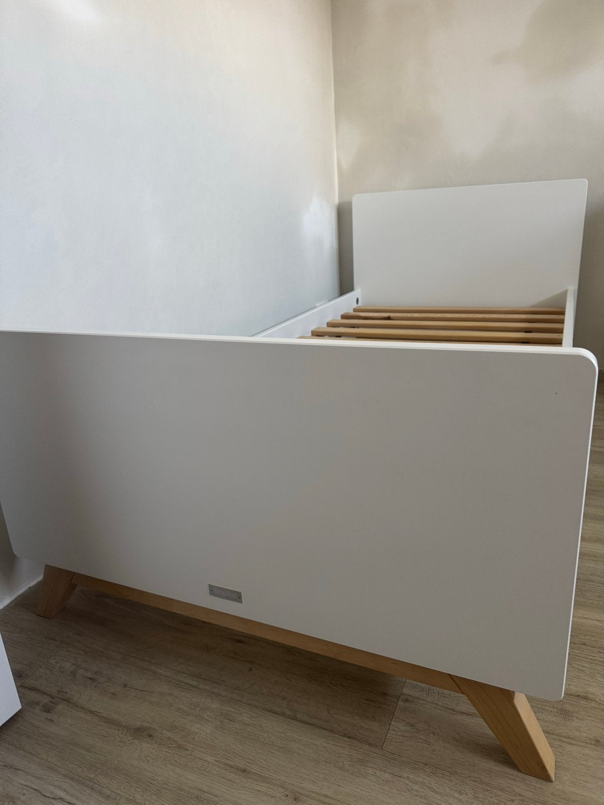 Bobita bed Lisa Wit/Naturel - 90x200 cm, Ophalen, Gebruikt, 90 cm, Eenpersoons