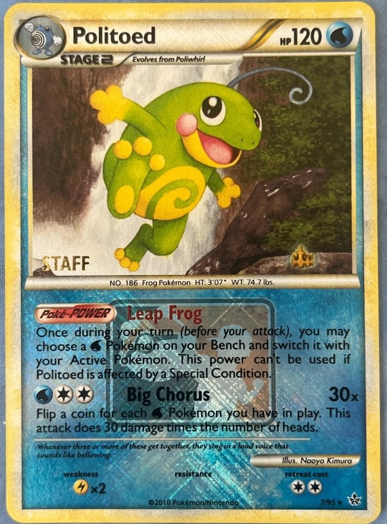Pokemon national championship league promo politoed staff, Ophalen of Verzenden, Zo goed als nieuw, Losse kaart, Foil