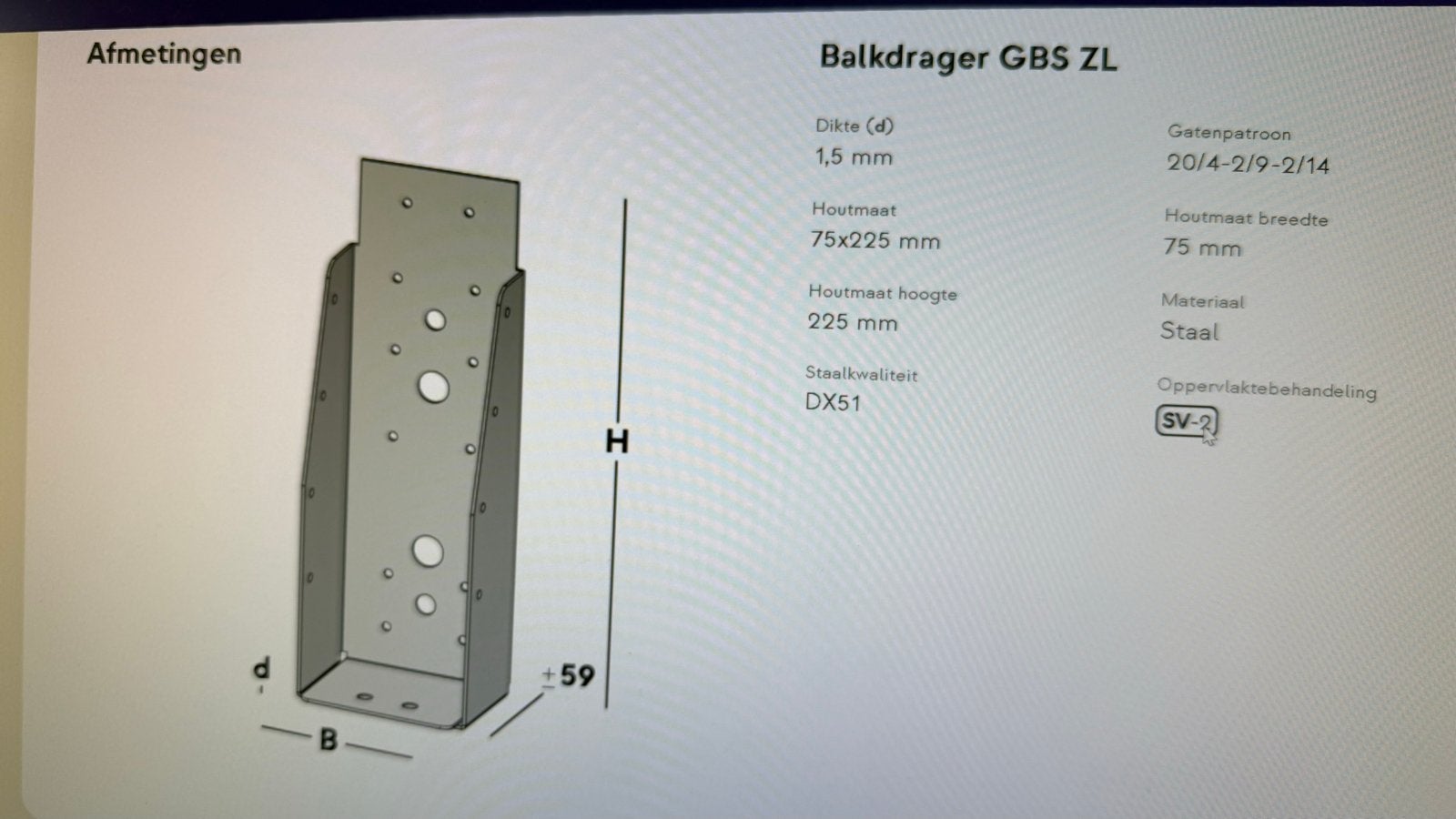 GB Balkdragers GBS ZL 75x225 mm verzinkt staal dikte 1,5 mm, Doe-het-zelf en Verbouw, IJzerwaren en Bevestigingsmiddelen, Ophalen