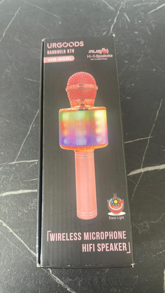 Karaoke Microfoon Bluetooth-Karaoke met LED Licht- Rosé Goud, Ophalen of Verzenden, Zo goed als nieuw, Complete set