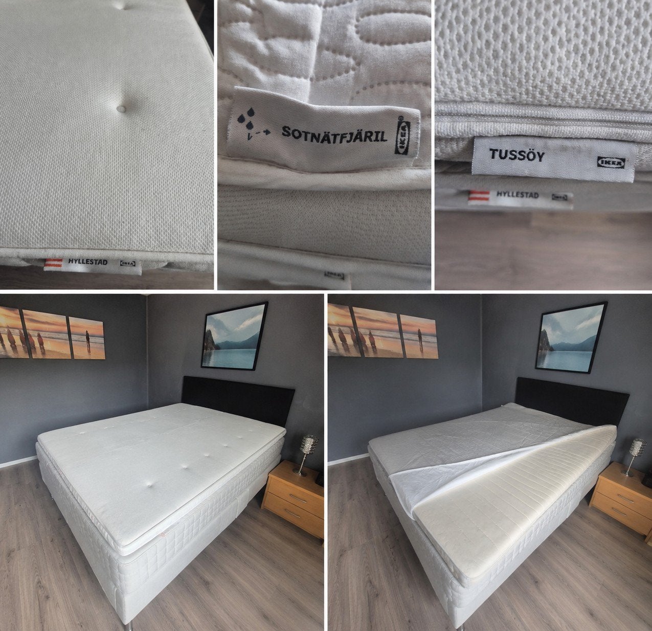 Ikea Boxspring 160x200 met matras en topmatras, Ophalen, Gebruikt, Wit, Tweepersoons