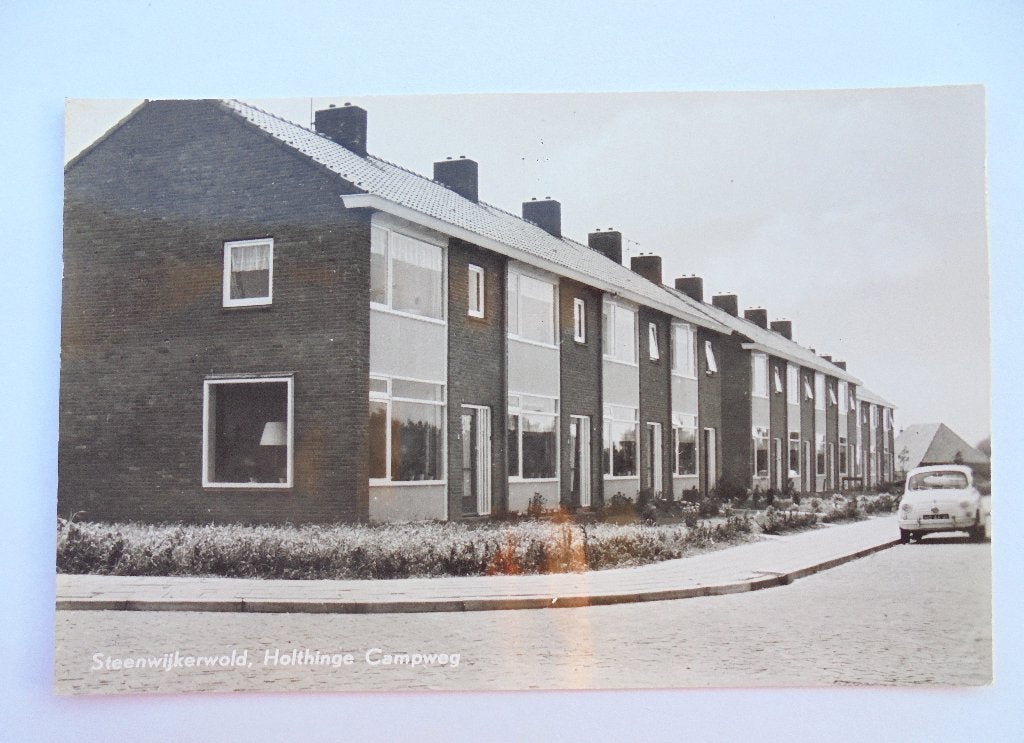 Steenwijkerwold, Holthinge Campweg met oude auto., Ophalen of Verzenden, 1940 tot 1960, Ongelopen, Overijssel