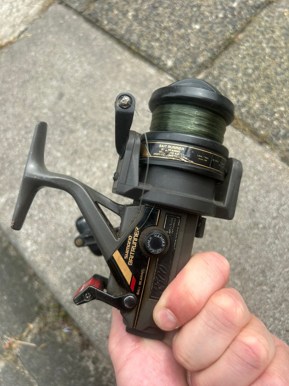 Shimano Baitrunner 3500 zeldzaam oud model, Ophalen of Verzenden, Gebruikt, Molen