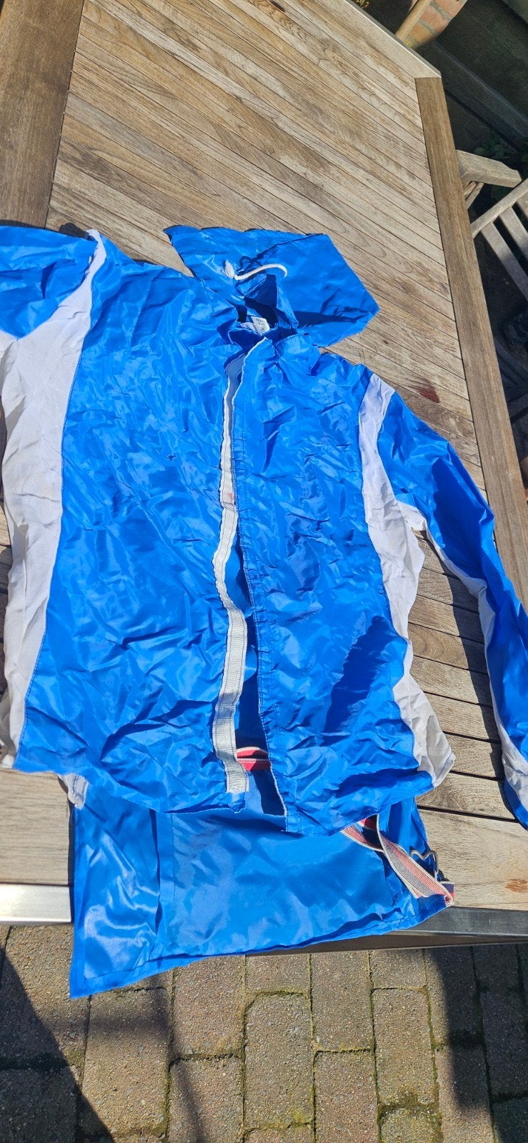 vintage Kendaroy regenjas blauw/wit, Ophalen of Verzenden