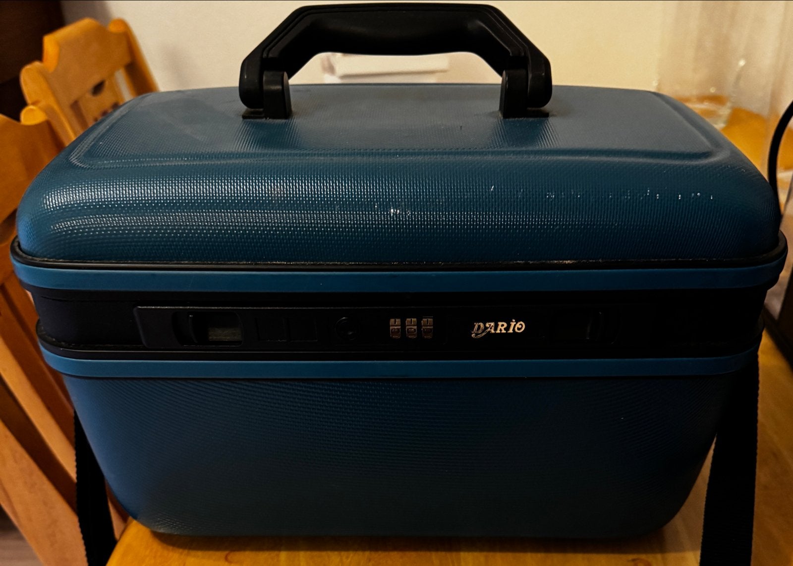 Dario Hardcase Beautycase met Cijferslot en Spiegel, Ophalen, Gebruikt, Blauw, Met slot