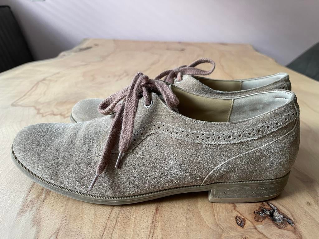 Durea beige suede veterschoenen 7,5 H, Ophalen of Verzenden, Zo goed als nieuw, Beige