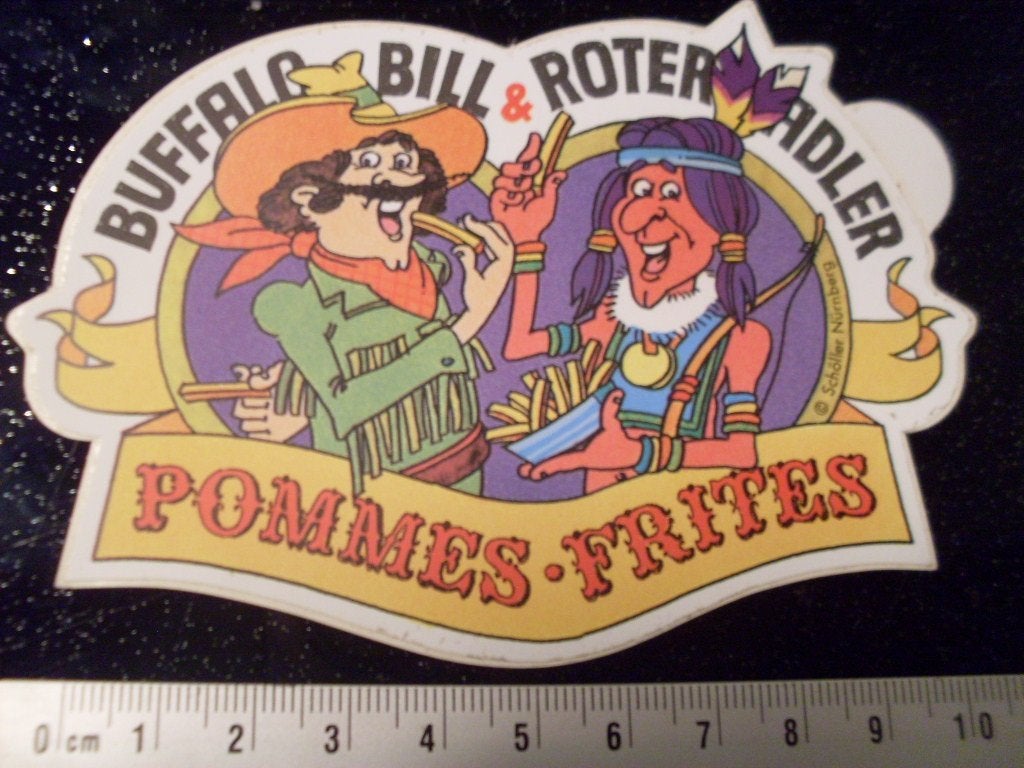 sticker buffalo bill & roter adler pommes frites friet, Verzenden, Zo goed als nieuw, Bedrijf of Vereniging