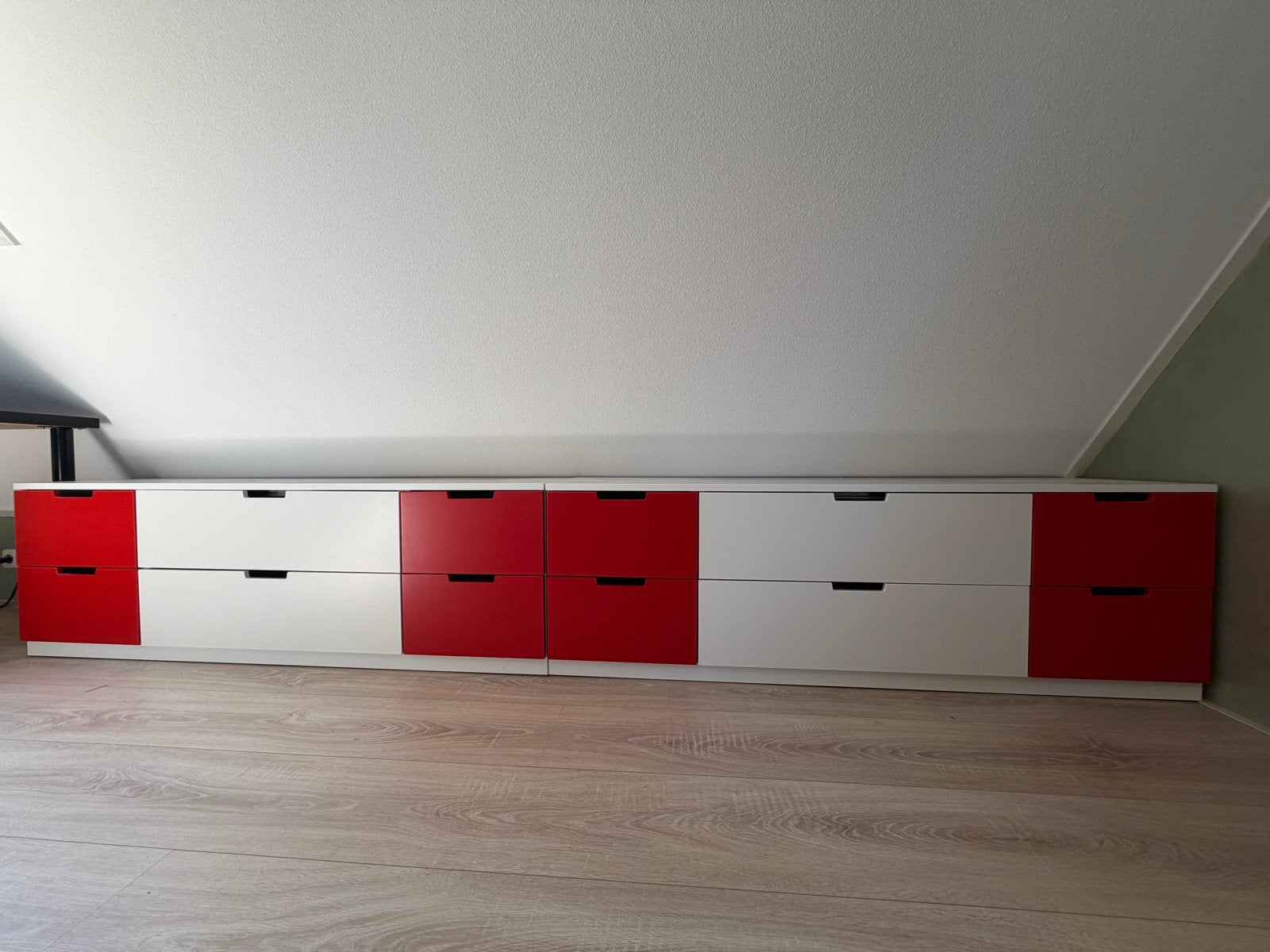 IKEA NORDLI ladekast - Wit/Rood, Overige materialen, Gebruikt, 5 laden of meer, Ophalen of Verzenden