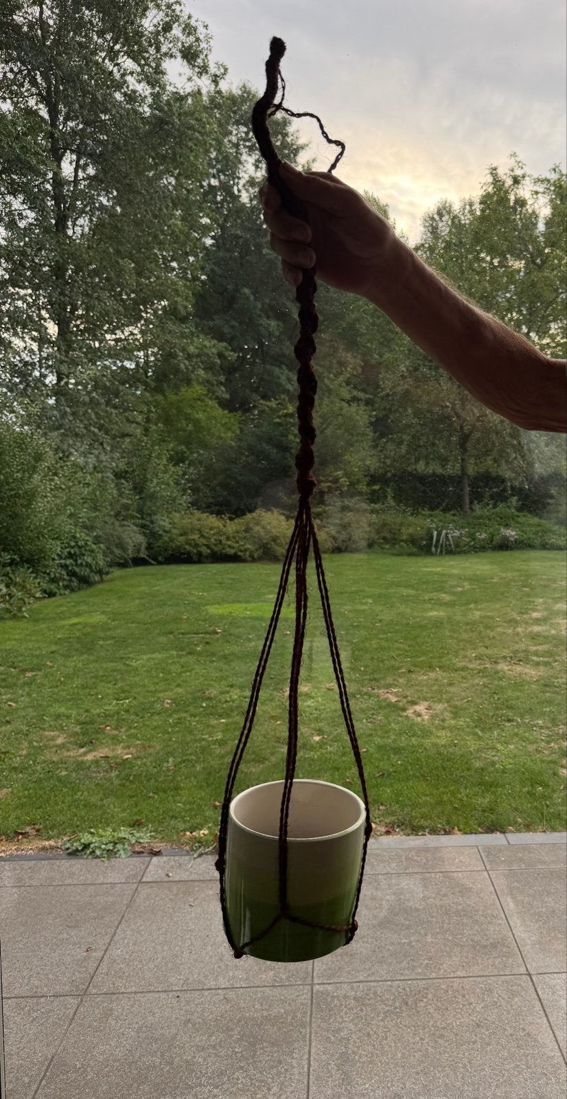Hangende bloempothanger retro uit se seventies, Overige materialen, Gebruikt, Minder dan 60 cm, Rond