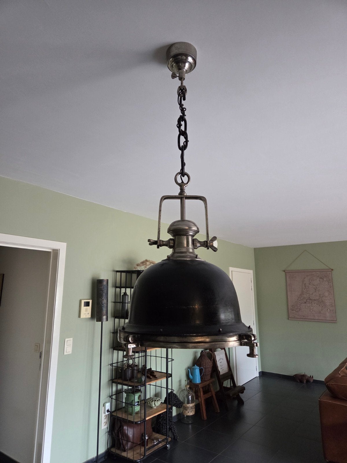 Industriële hanglamp, Huis en Inrichting, Ophalen, Gebruikt, E27 (groot), Metaal