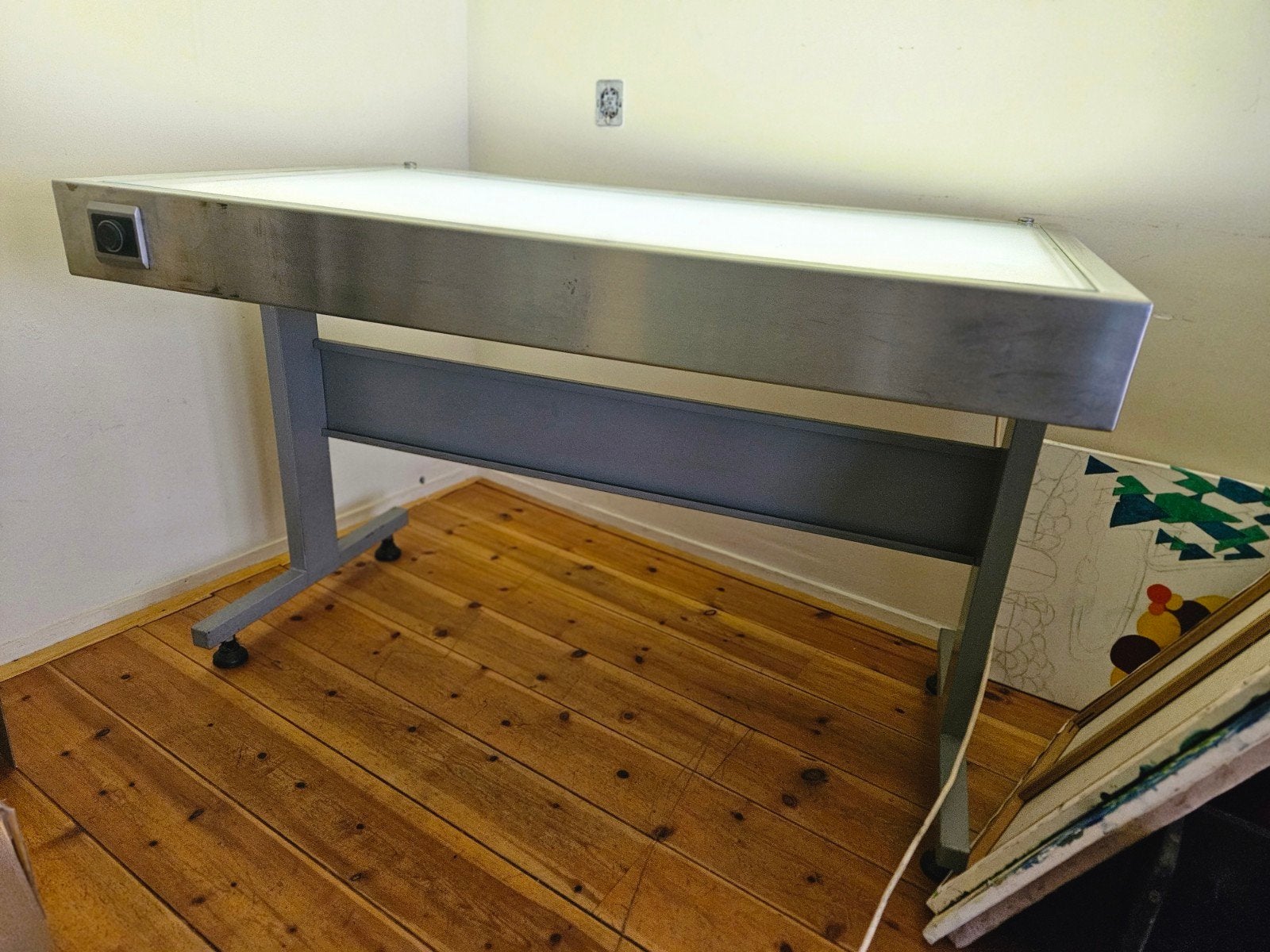 Industriele tekentafel met verlichting, Ophalen, Gebruikt, Minder dan 130 cm, Verlichting