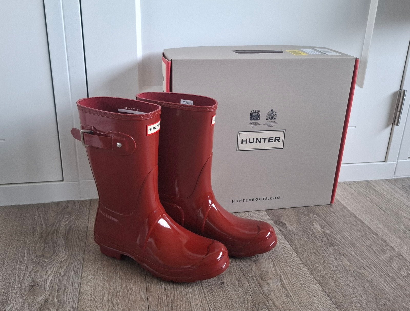 Hunter Original Short Gloss regenlaarzen - Rood, Nieuw, Ophalen of Verzenden, Rood, Regenlaarzen