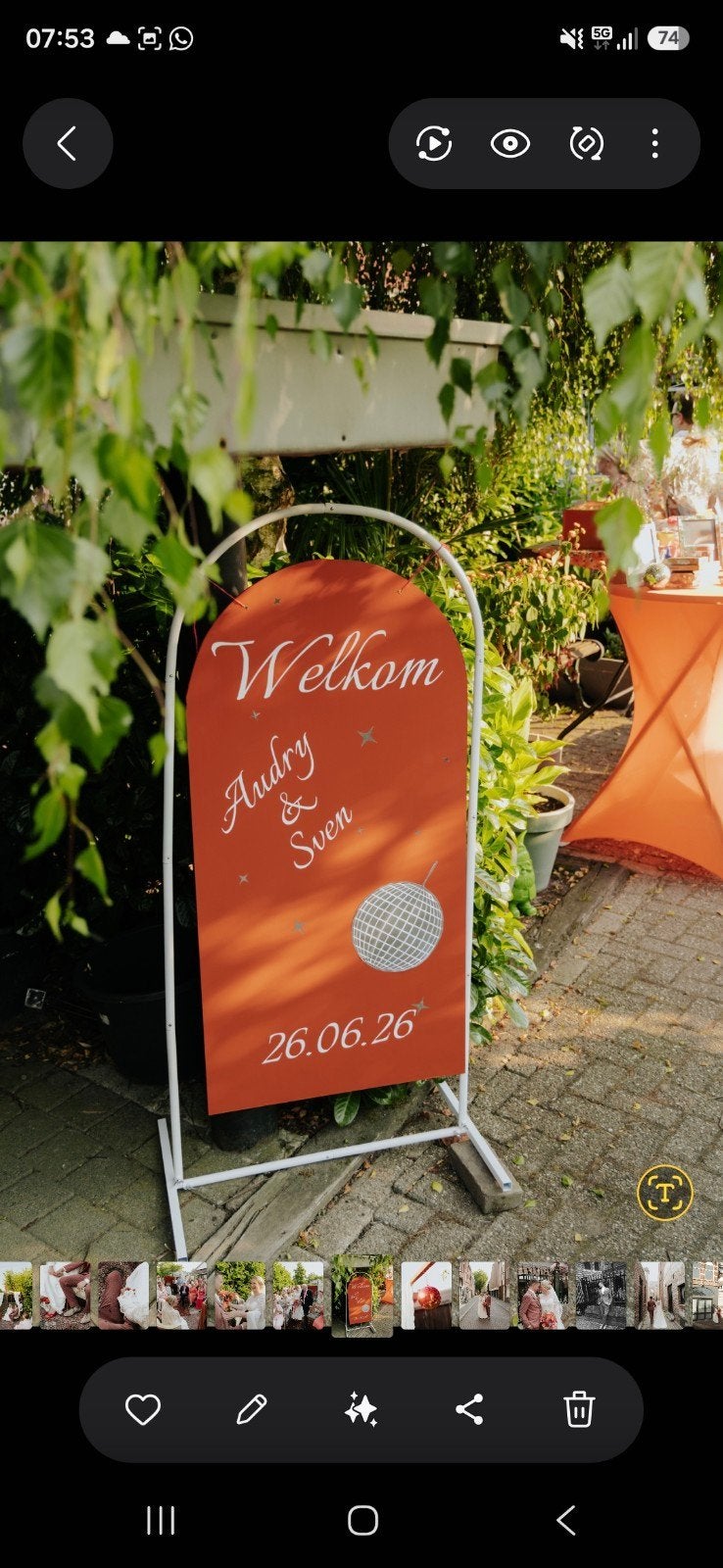 Welkomstbord Bruiloft - Wit Aluminium Frame & Oranje Hout, Ophalen of Verzenden