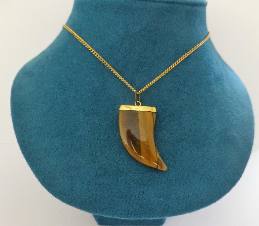 Ketting met prachtige tijgeroog hanger, Bruin, Verzenden, Zo goed als nieuw, Steen of Mineraal
