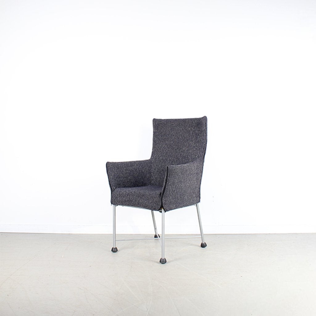 6x Montis Chaplin Stoel Antraciet Gemeleerde Stof – RVS/Dop