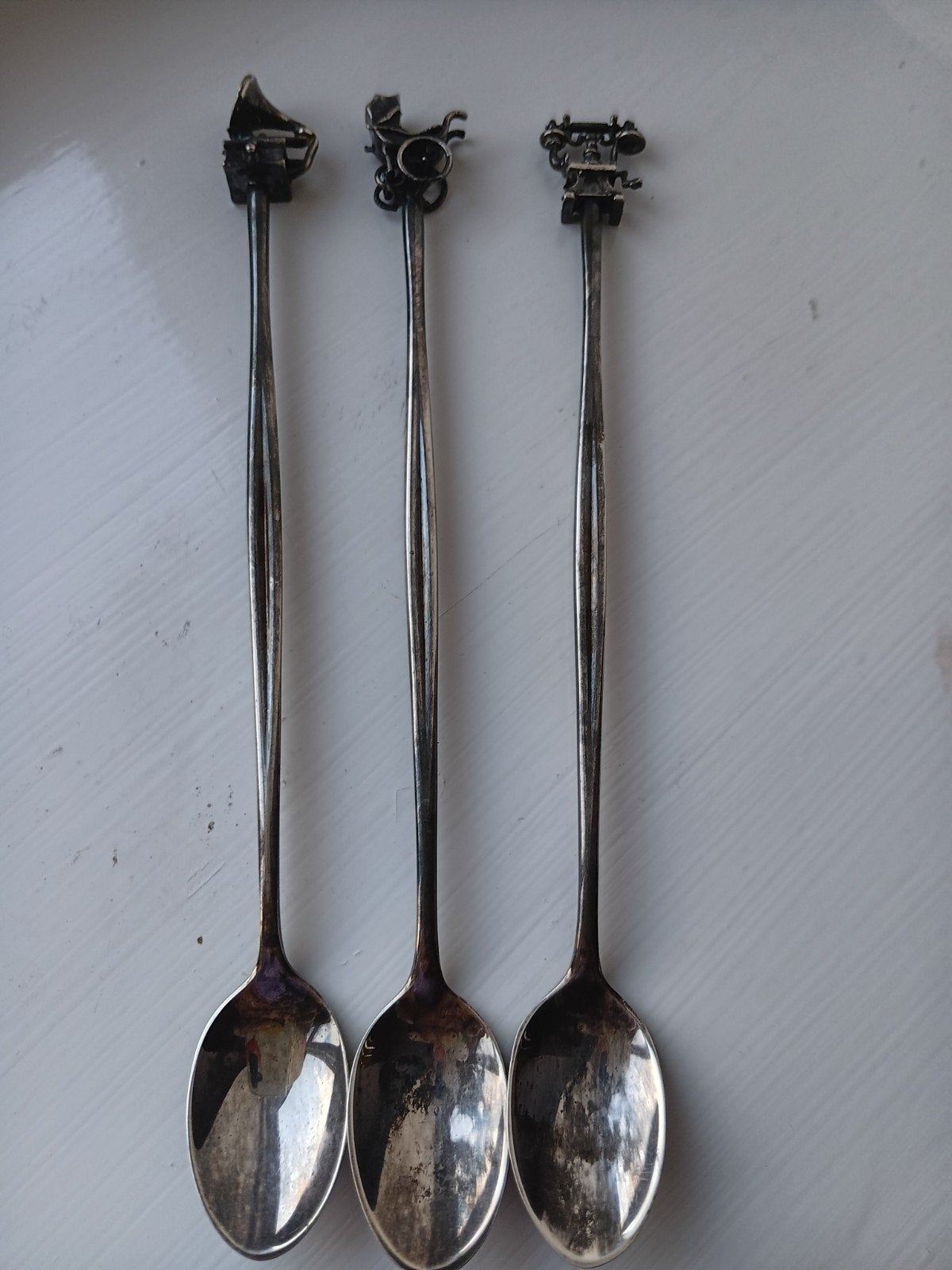 Set van 3 antieke zilveren sorbetlepels, Antiek en Kunst, Ophalen of Verzenden, Zilver