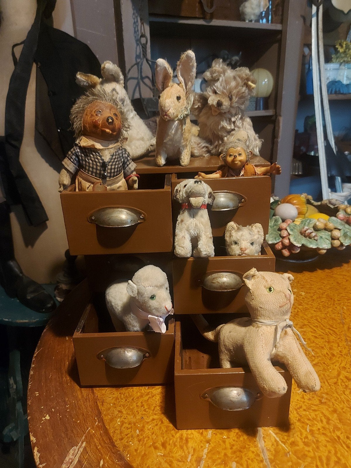 Oud klein ladenkastje met 6 laatjes vol of leeg te koop, Ophalen of Verzenden
