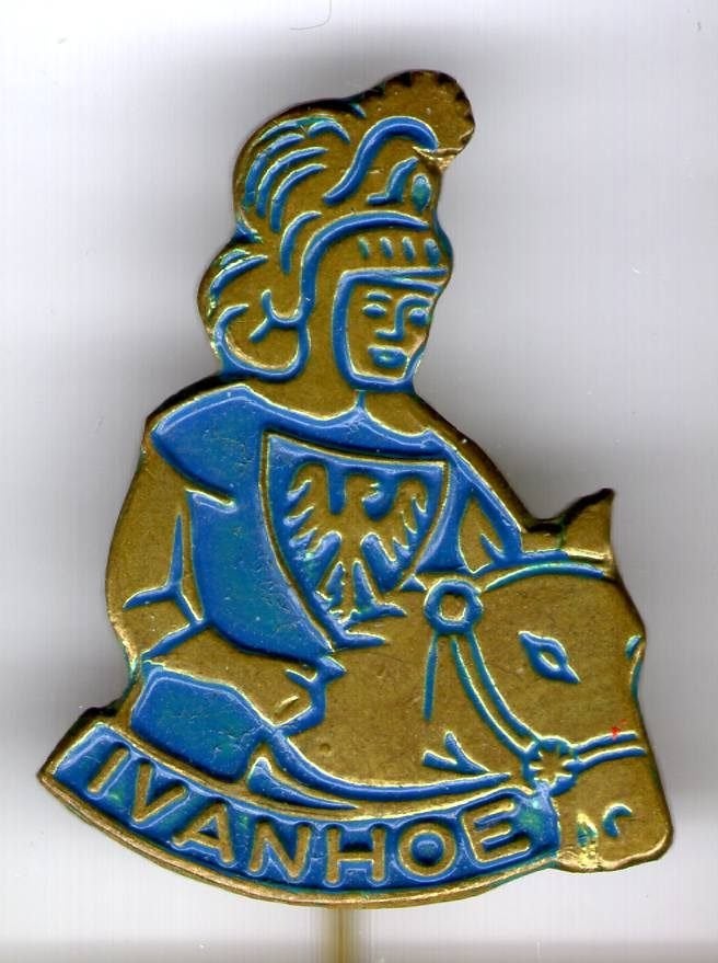 Ivanhoe blauw op koper TV/strip speldjes ( R_182), Verzamelen, Speldjes, Pins en Buttons, Verzenden, Zo goed als nieuw, Figuurtje