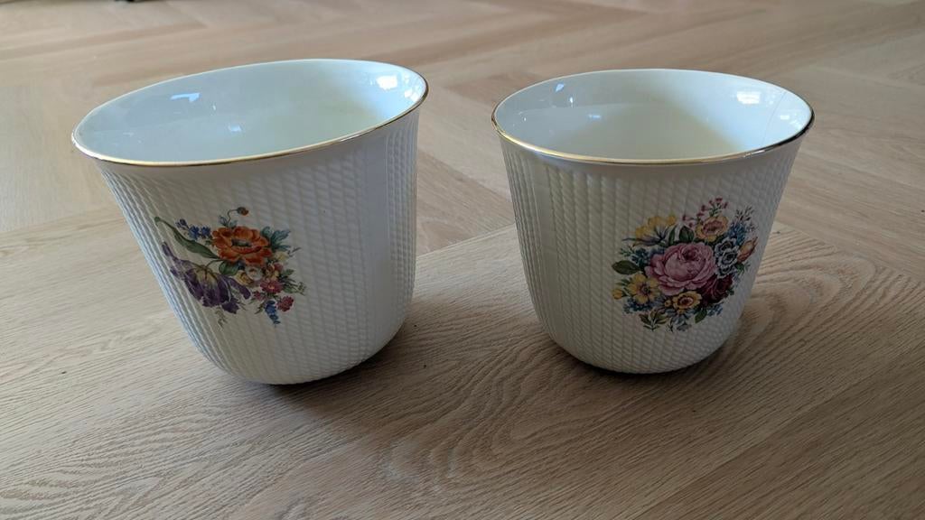 Keralux Boch Frères bloempotten met bloemmotief, Gebruikt, Rond, Binnen, Ophalen of Verzenden