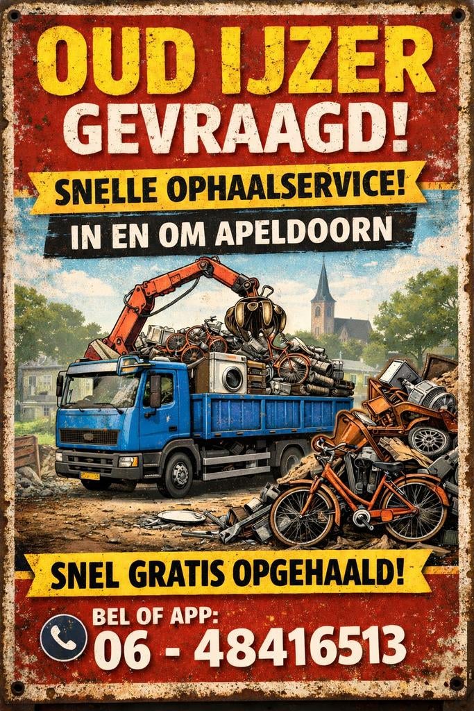 Oud ijzer gevraagd Apeldoorn - Snelle ophaalservice, Doe-het-zelf en Verbouw, Metalen, Ophalen, ., ., .
