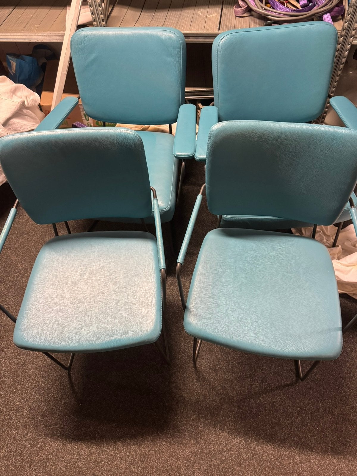4x bert plantagie design eettafel stoelen, Ophalen, Overige materialen, Blauw, Zo goed als nieuw
