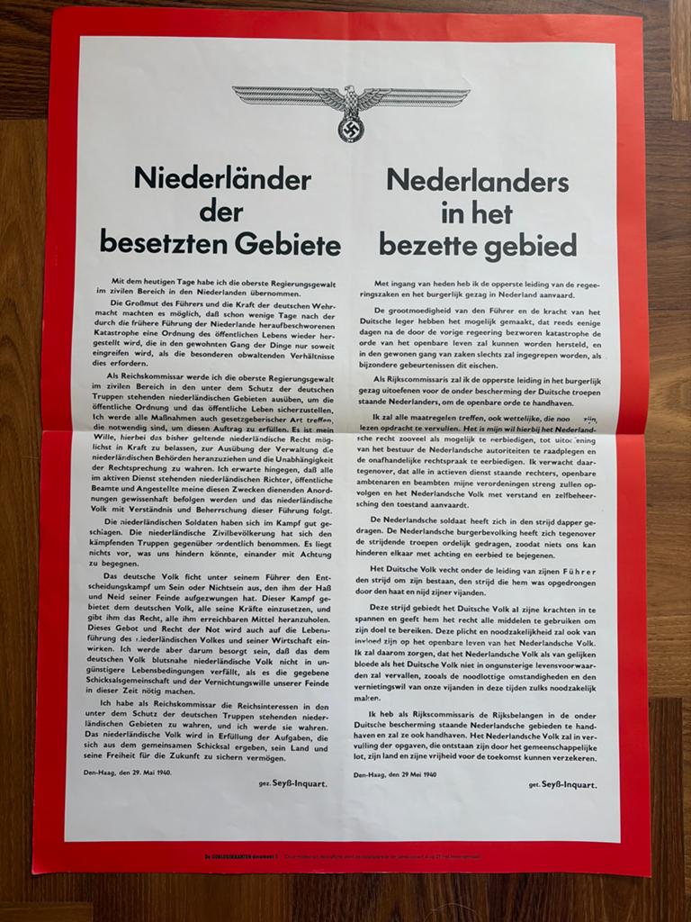 Proclamatie Seyss-Inquart - Mei 1940, Verzamelen, Ophalen of Verzenden, Overige soorten, Nederland, Boek of Tijdschrift