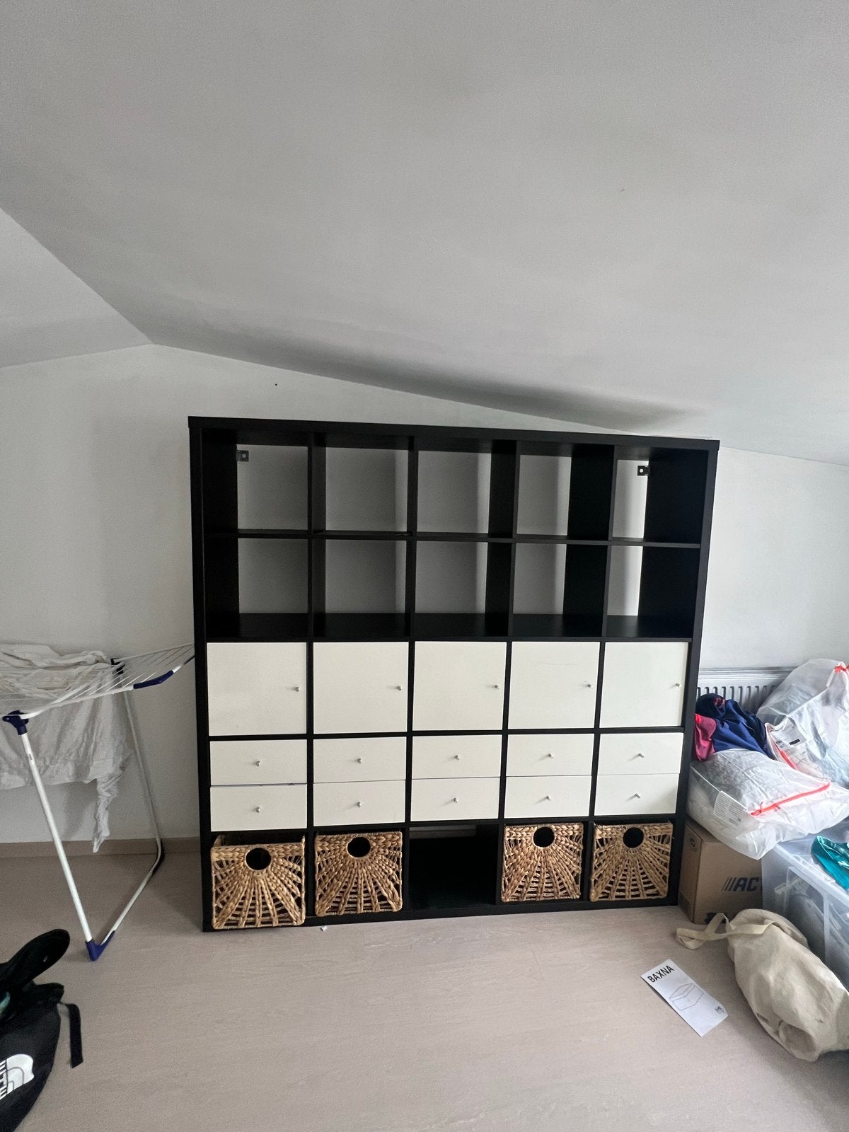IKEA Kallax 25 vakken kast met lades en manden, Huis en Inrichting, Kasten | Boekenkasten, Gebruikt, 150 tot 200 cm, Ophalen of Verzenden