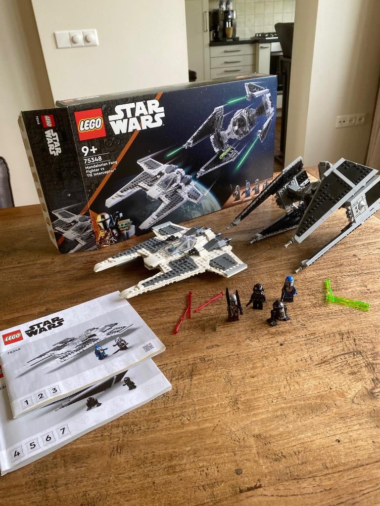 Lego Star Wars 75348 Mandalorian Fang Fighter vs TIE Interce, Ophalen of Verzenden, Zo goed als nieuw, Complete set, Lego