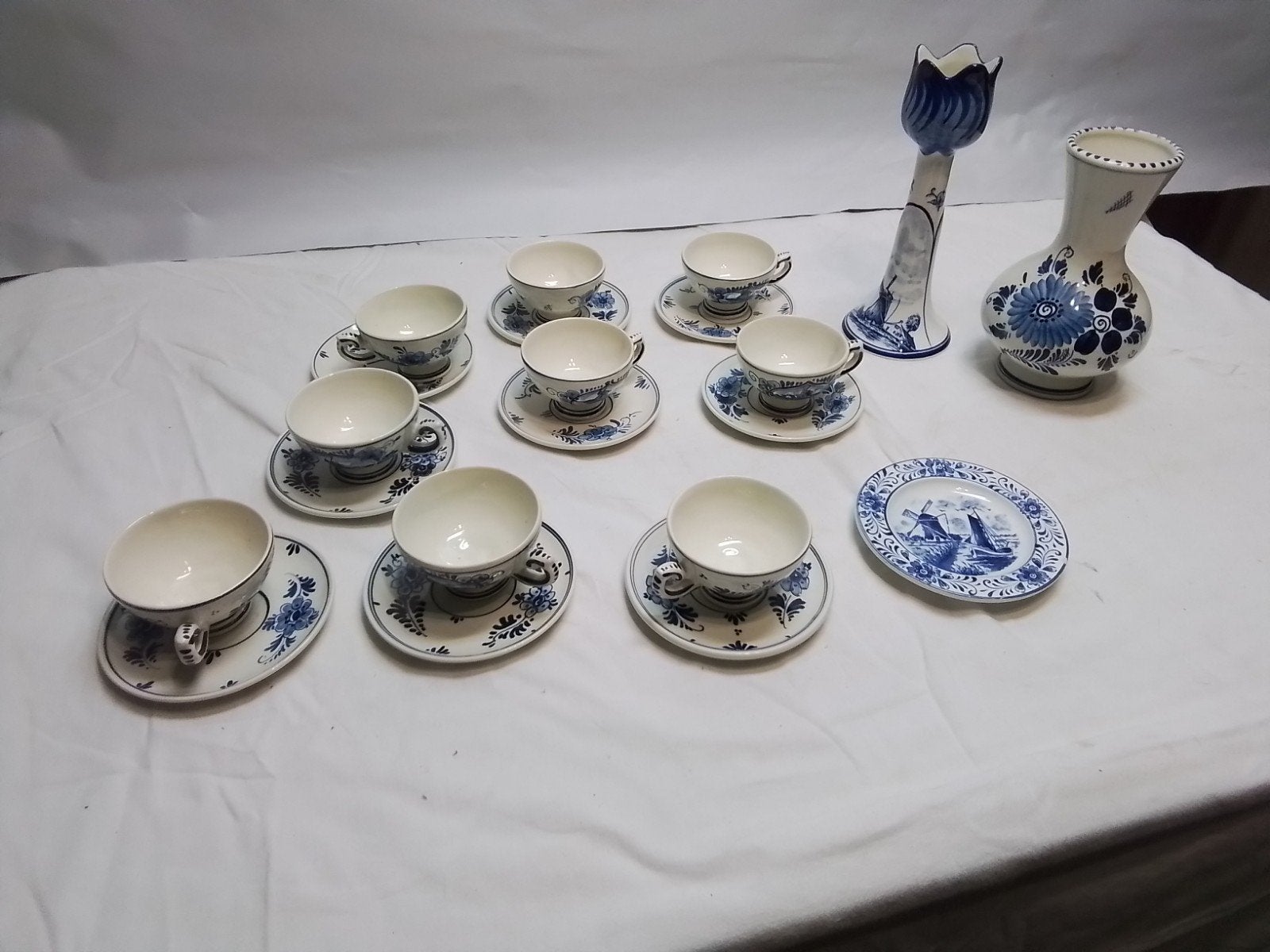 Delfts Blauw Servies en Vazen Set - Handgeschilderd Holland, Ophalen of Verzenden