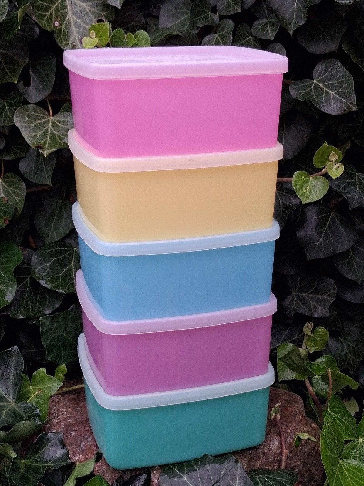 tupperware vintage diepvries pastel dozen/bakjes set 0,4 ltr, Ophalen of Verzenden